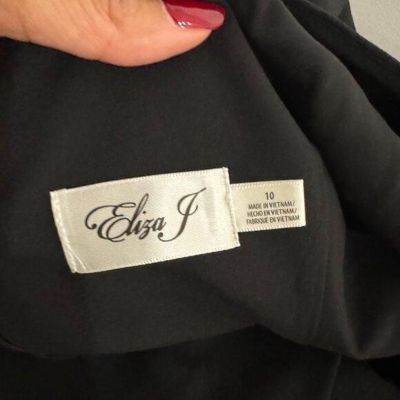 Eliza J Women's Black Sleeveless Ruffled Peplum Wide Leg Jumpsuit Size 10 - Picture 5 of 7